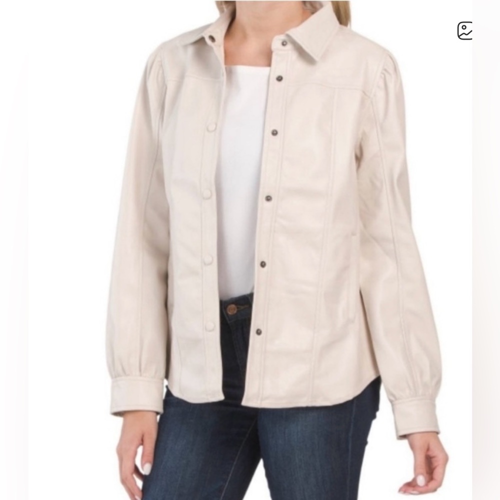 Blank NYC Cream Faux Leather Jacket, Large